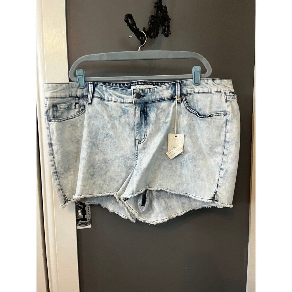 Torrid size 26 3” bleach out acid distressed shorts